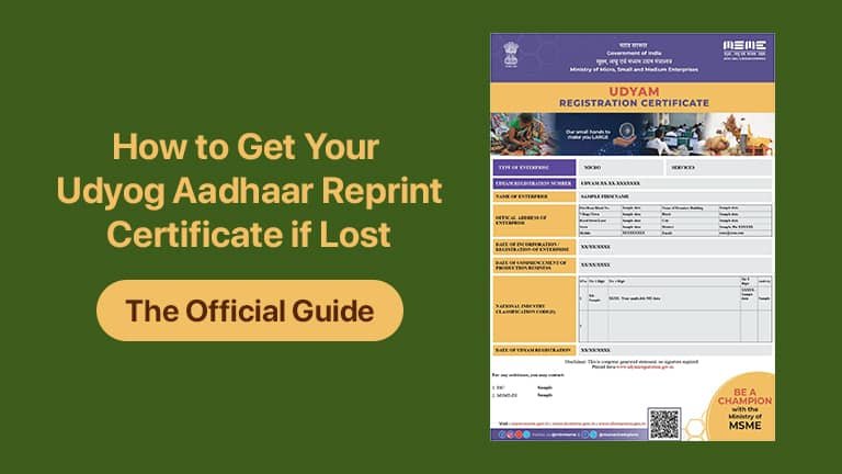 Udyog Aadhaar reprint certificate